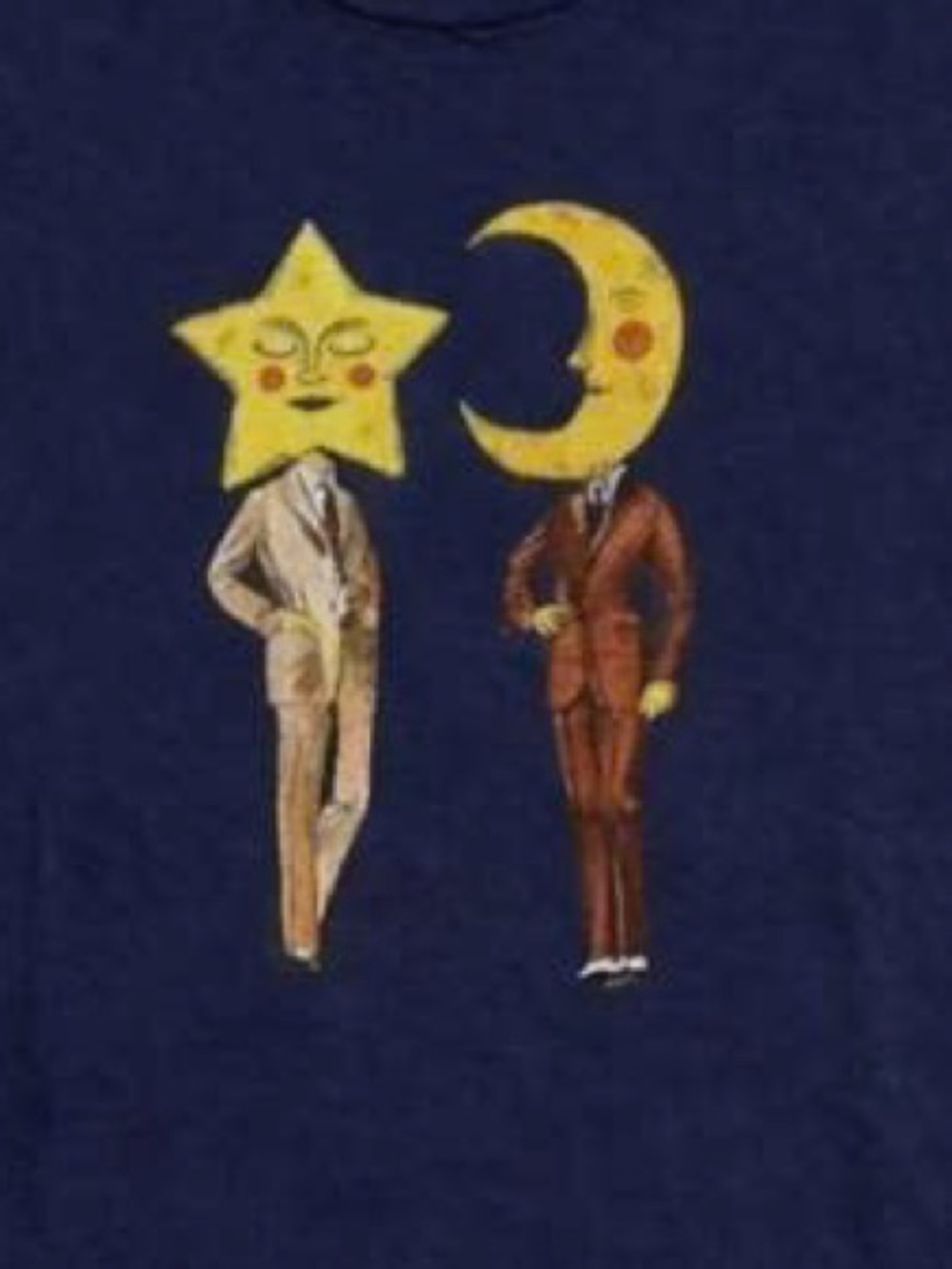 Gildan Navy Short Sleeve Tee with Yellow Star & Moon Graphic - Picture 2 of 2